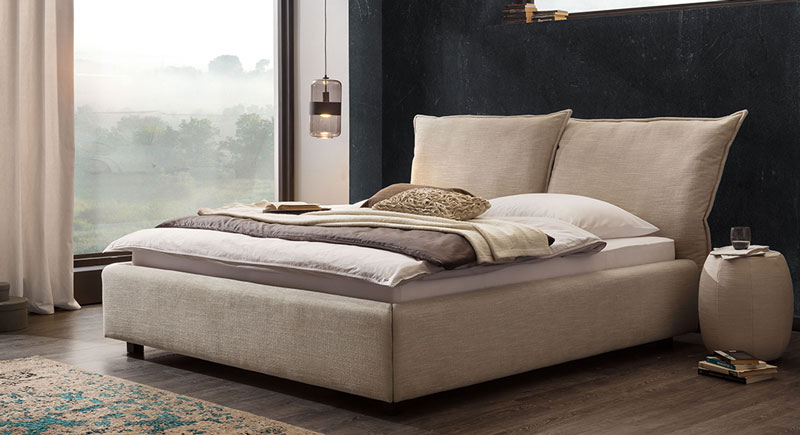 Polsterbett Beige Dunkel Creme Kopfteil Einzeln Verstellbar Holzfuesse Bettenstudio Sieker Velbert