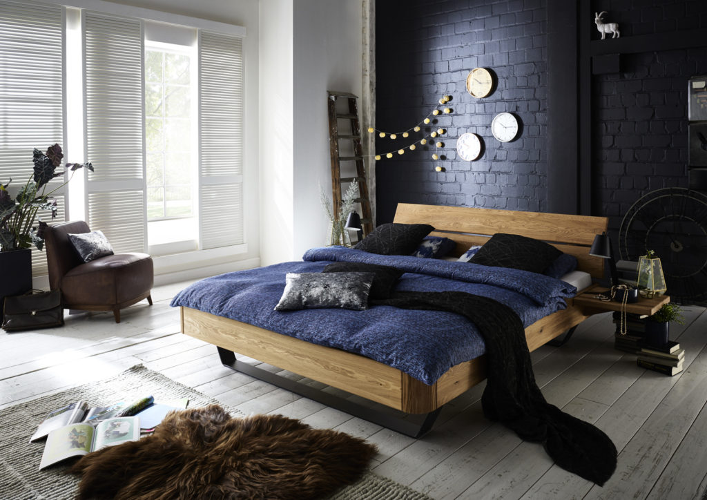 Bett Holz Tjornbo Tjoernbo Schlafzimmer Doppelbett Blau Nachttische Sieker Velbert