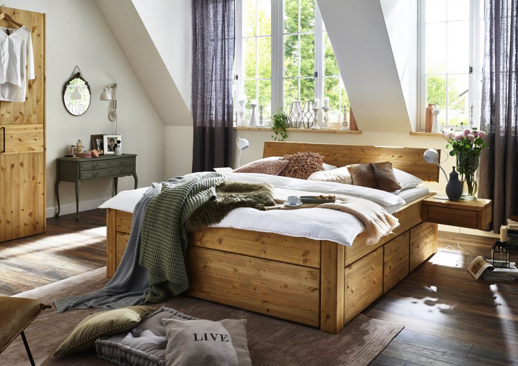 Tjornbo Doppelbett Bettkasten Bett Holz Tjoernbo Schlafzimmer Nachttisch Schubladen Sieker Velbert